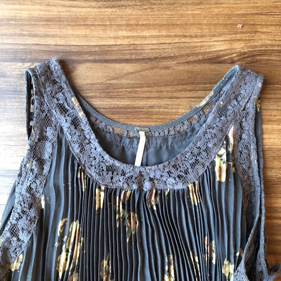 Free People Gray And Floral Pleaded Dress - Picture 3 of 5